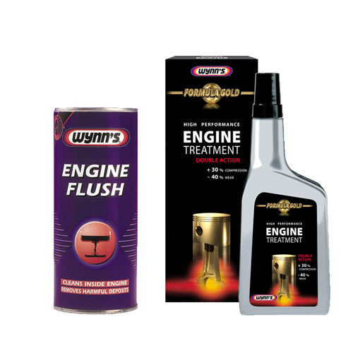 WYNNS 2 Pack ENGINE FLUSH + GOLD FORMULA PERFORMANCE OIL TREATMENT