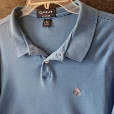 Vtg. Gant Rugger Crest Polo Shirt Mens XL Blue Short Sleeve Cotton USA Made
