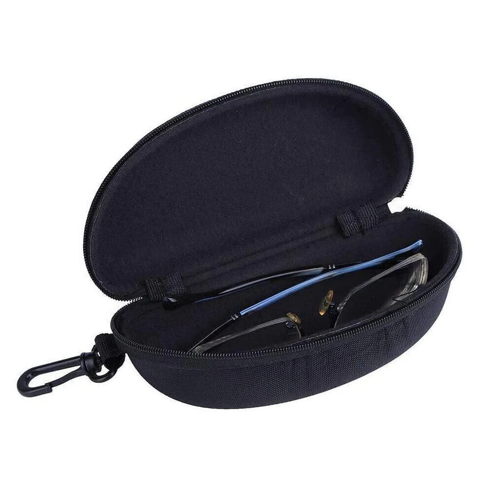 2 PIEZAS Gafas de sol portátiles Estuche Cremallera Carcasa rígida Caja con clip Negro Foto 3 de 4