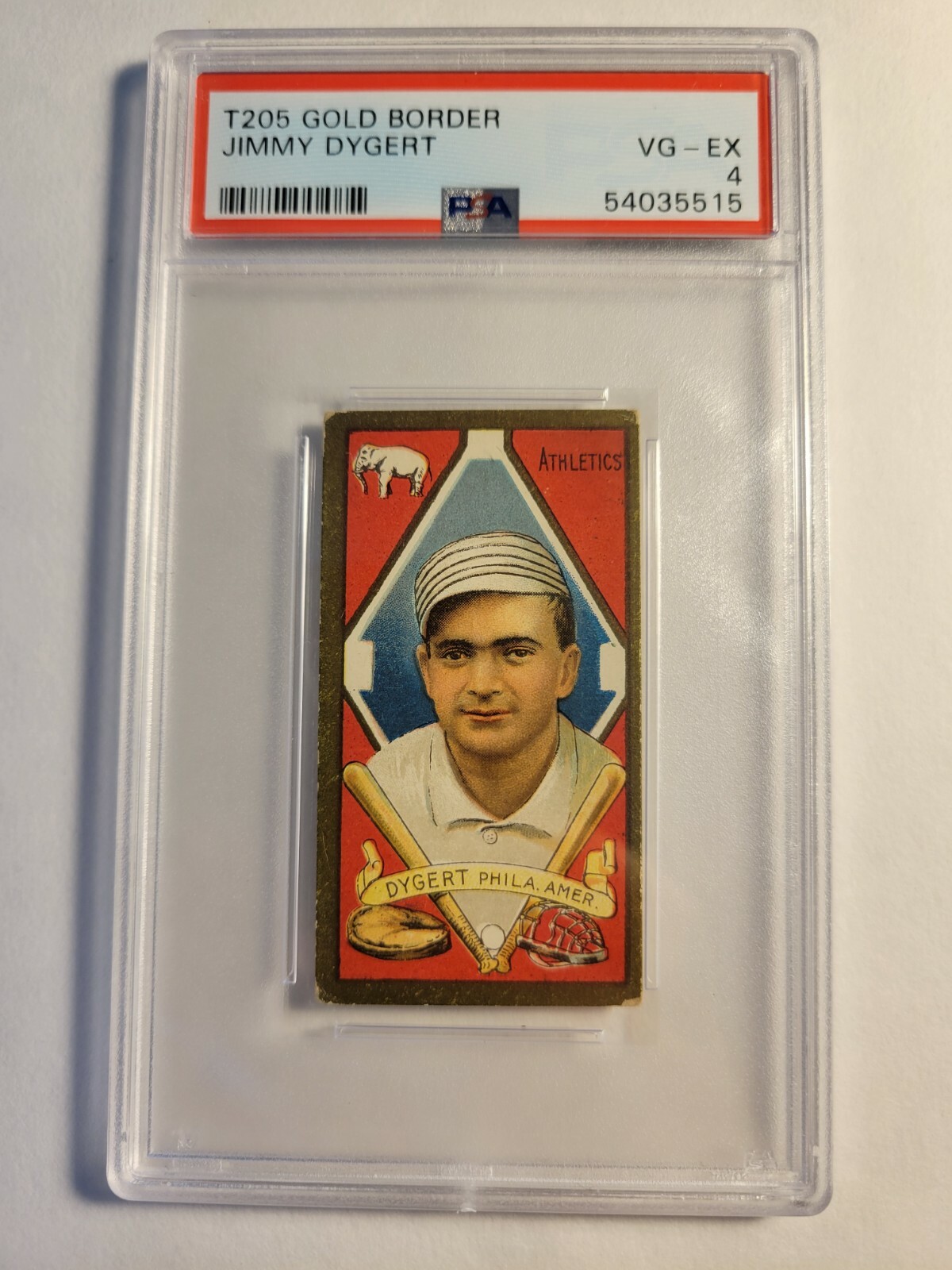 1911 T205  PSA 4 Jimmy "James" Dygert, Philadelphia Athletics, Honest Long Cut