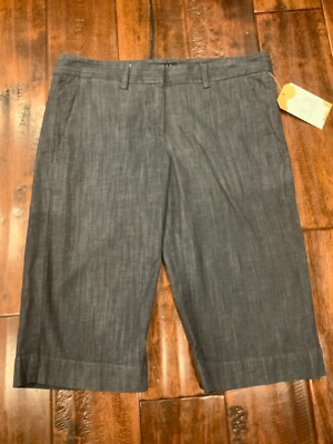 Theory Chambray Blue Lightweight Bermuda Shorts, Size 0