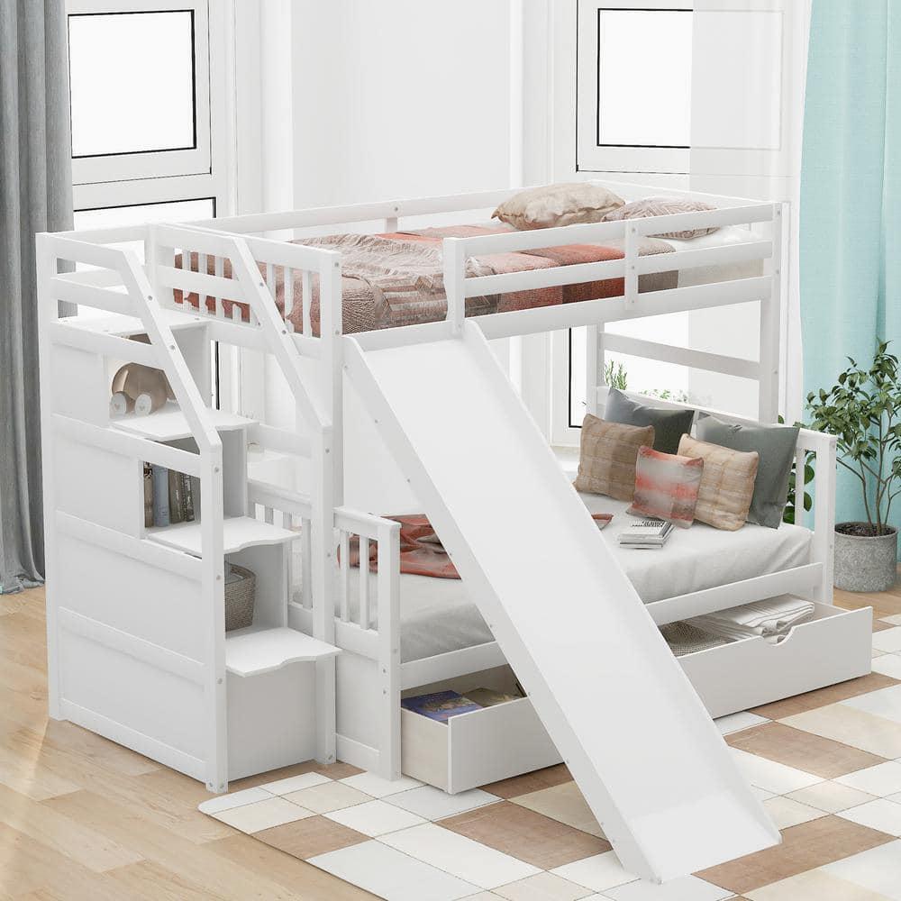 CPブランケット　bright brightwin 2gether Harper & Bright Designs Twin Over Full Separable Bunk Beds