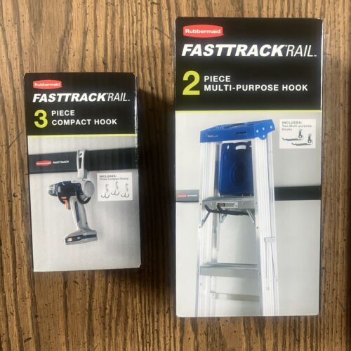 Rubbermaid Fasttrack Rail - 2 Piece Multi Purpose Hook and 3 Piece Compact Hook