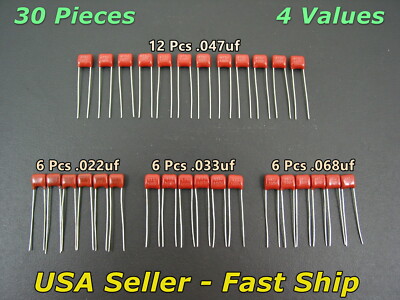 30 Pcs Guitar Tone Capacitor CBB Polypropylene 100v .022uf .033uf .047uf .068uf