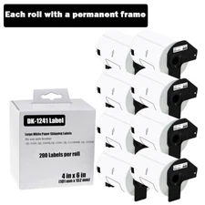 8Roll DK-1241 Shipping Label 4" x 6" Use with Brother QL Label Printer 200/Roll