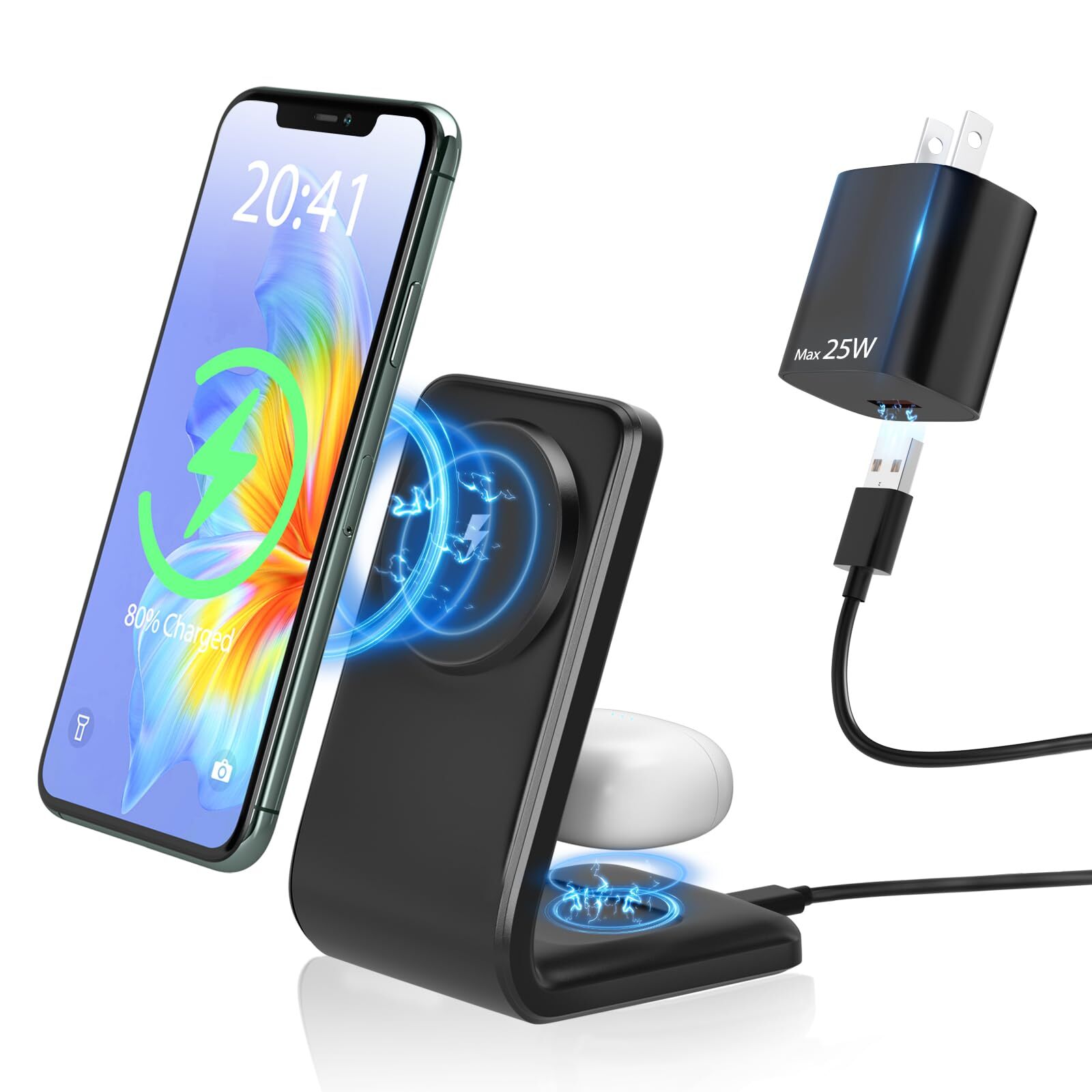 Wireless Charger, 2 in 1 Foldable Charging Station Dock for Apple Watch, Qi-C...-image