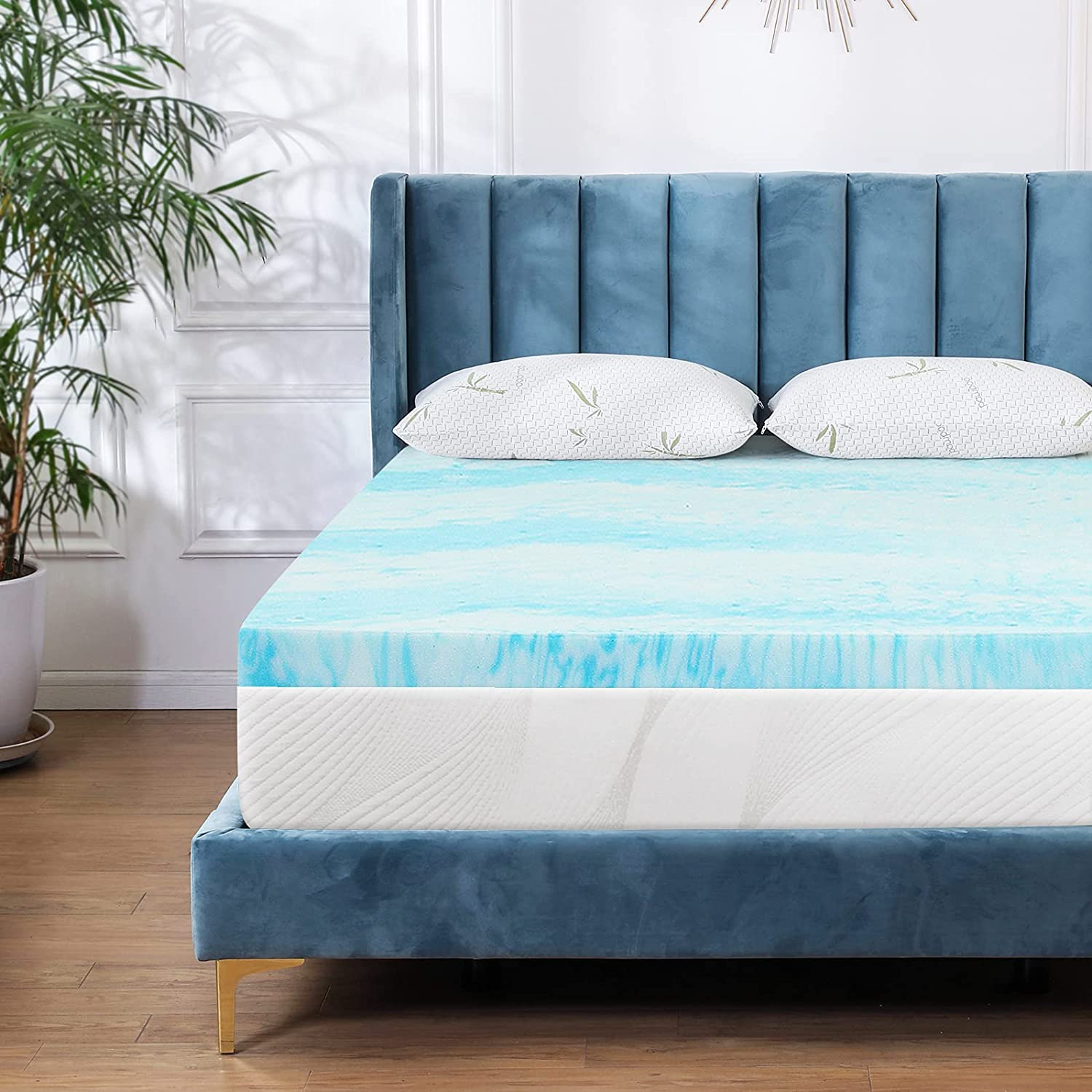 Mattress Topper for Queen Bed, Gel Swirl Memory Foam Soft Bed Topper for Back Pa-image