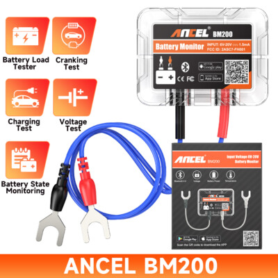 ANCEL BM200 Car Battery Monitor Bluetooth Battery Tester Cranking Charging Test