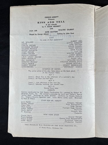 1944 George Abbott's Comedy Kiss and Tell LILA LEE WALTER GILBERT JUNE DAYTON - Picture 3 of 7
