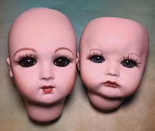 LOT OF 2 ANTIQUE FRENCH SFBJ BISQUE REPRODUCTION DOLL HEADS
