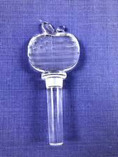Glass Apple Etched Flag Bottle Stopper NWOB  5.5" Tall Collectable Americana