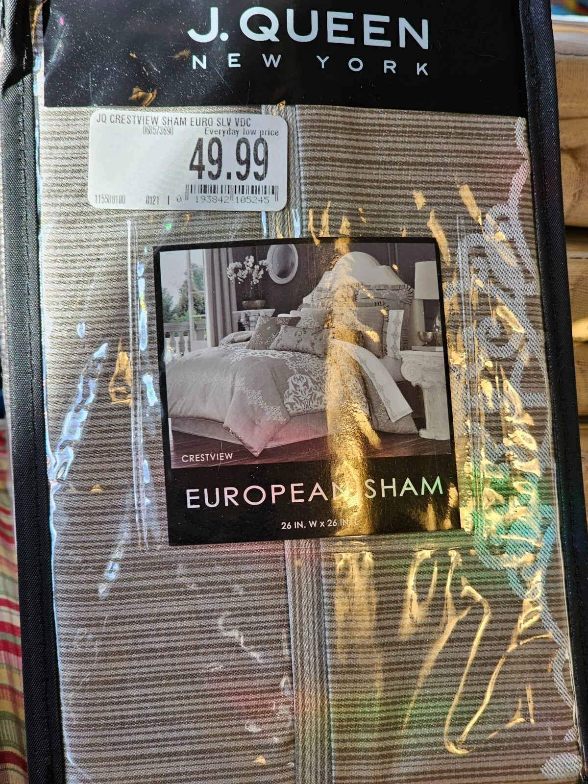 NEW J. Queen New York CRESTVIEW European Pillow Sham in Silver Euro eBay