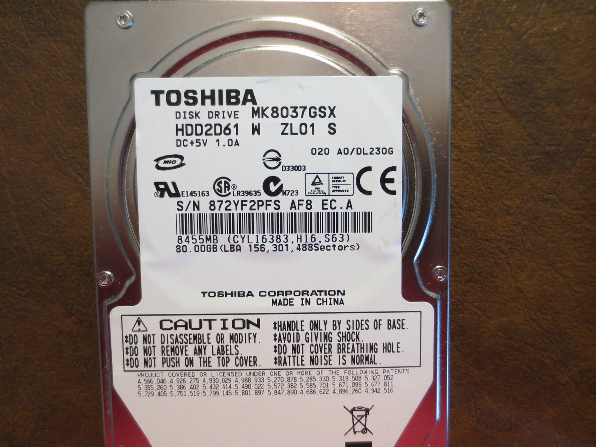 Toshiba MK8037GSX (HDD2D61 W ZL01 S) 020 A0/DL230G 80gb 2.5