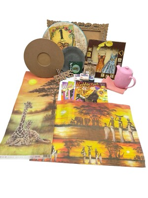 LOT DECOUPAGE MATERIAL FIMO HOBBY BOOK FLACHE RAHMEN BLÄTTER