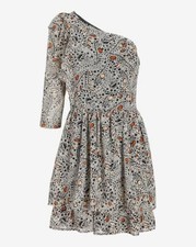 Express Rachel Zoe Printed One Shoulder Ruffle Mini Dress XL *Butterfly* NWT!