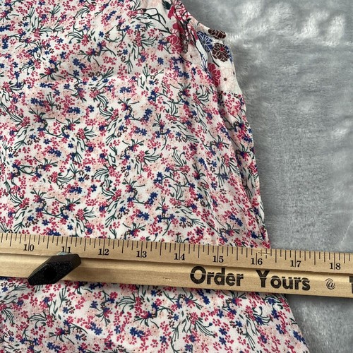 French Connection Top Womens 2 White Pink Multi Floral Chiffon Raw Edge Tank - Picture 10 of 13
