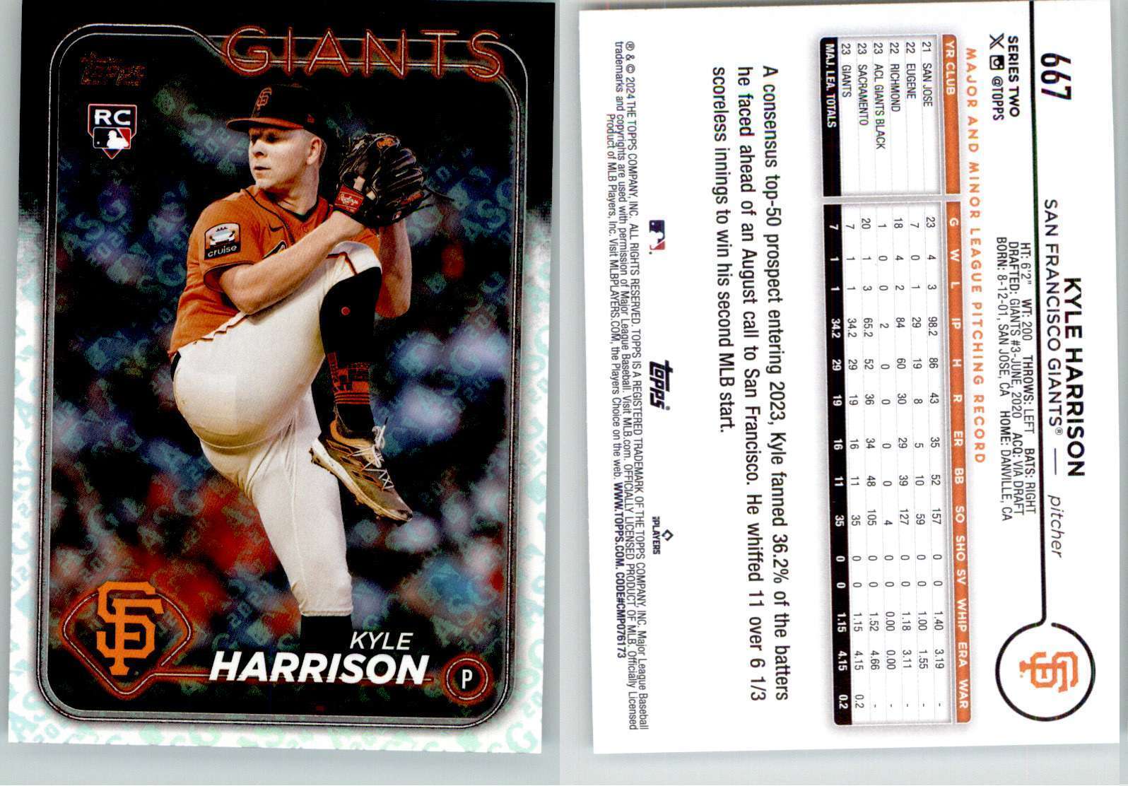 Kyle Harrison 2024 Topps All-Star Game ASG Logo #667 Giants RC Rookie
