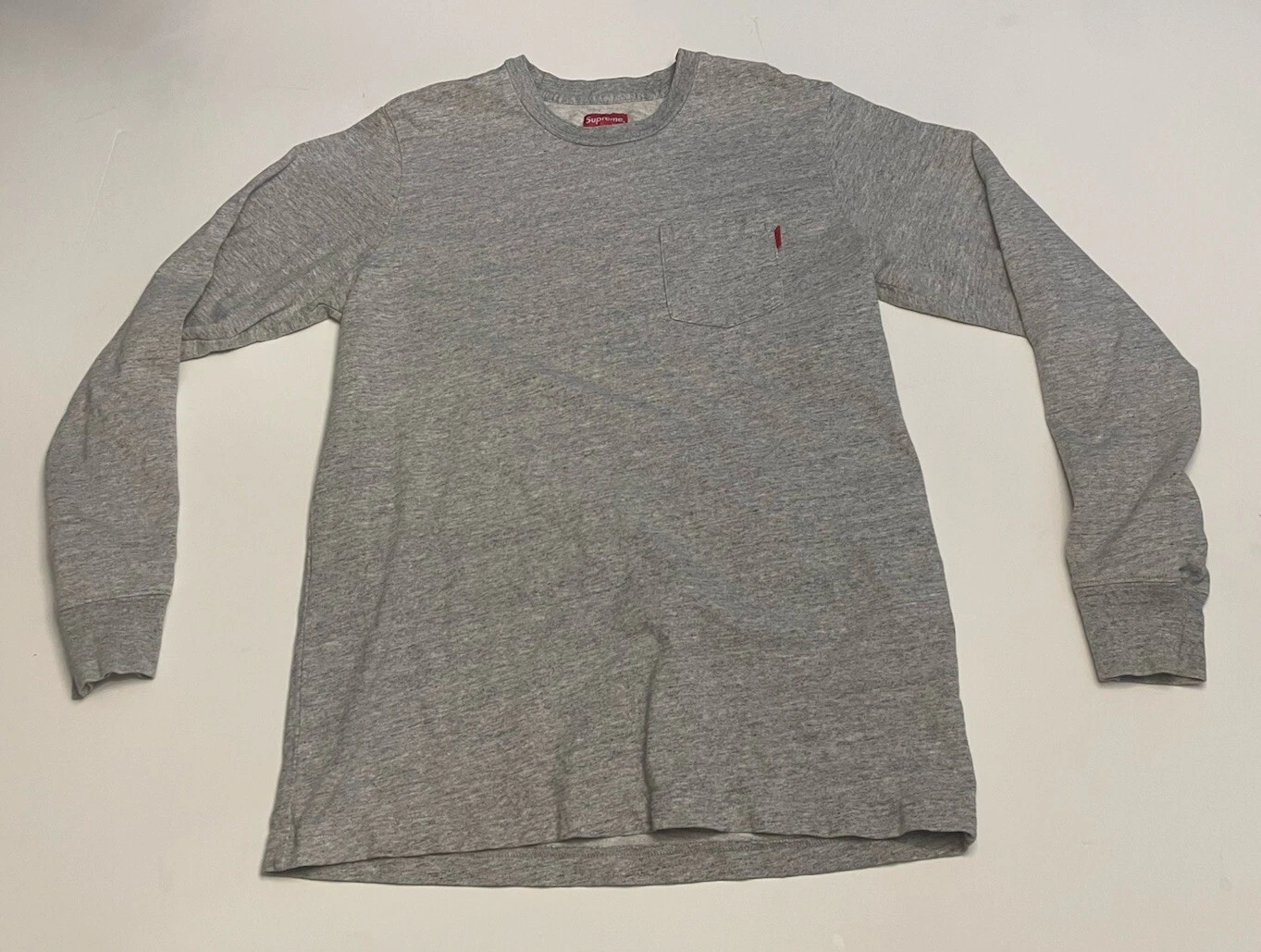 T shirt Supreme manches longues poche gris bruyère taille M