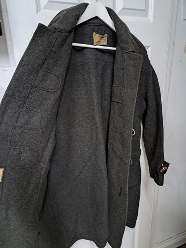 GLOVERALL DUFFLE COAT UK 44 Wool Charcoal Grey Made In England Overcoat Jacket - Picture 6 of 13