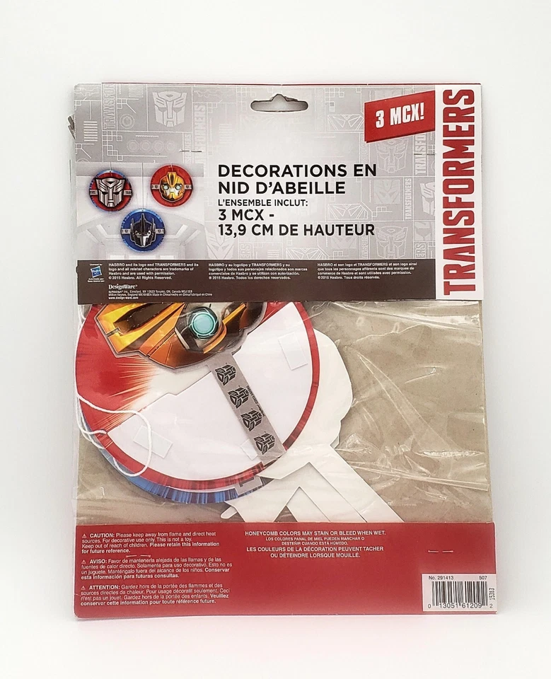 Transformers Honeycomb Hanging Decoration (3 Pieces) 5.5 IN. Backdrop Party  Kid - Image 4 of 4