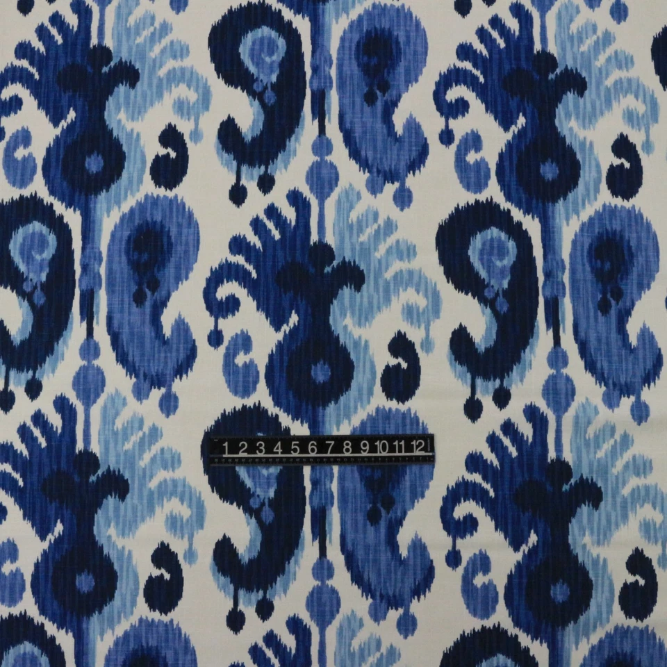 BALLARD DESIGN BETHESDA СИНЯЯ БЕЛАЯ ЛЬНЯНАЯ МНОГОЦЕЛЕВАЯ ТКАНЬ IKAT ОТ YARD 54 ДЮЙМА ШИРИНА - Изображение 2 из 4