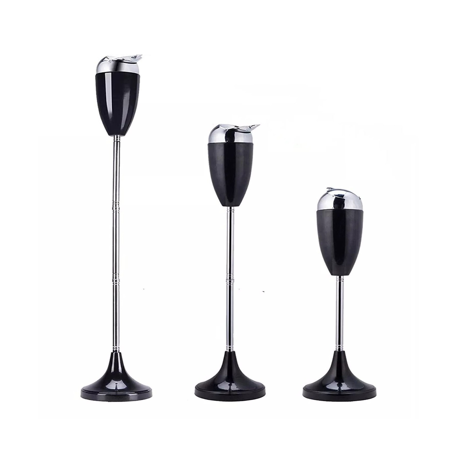 Floor Standing Ash Tray with Lid Adjustable Height from 21.5" to 35" Stainles...