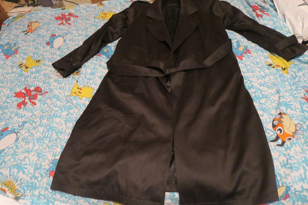 VTG 90s Zeidler & Zeidler Black Belted Trench Coat Men's Large