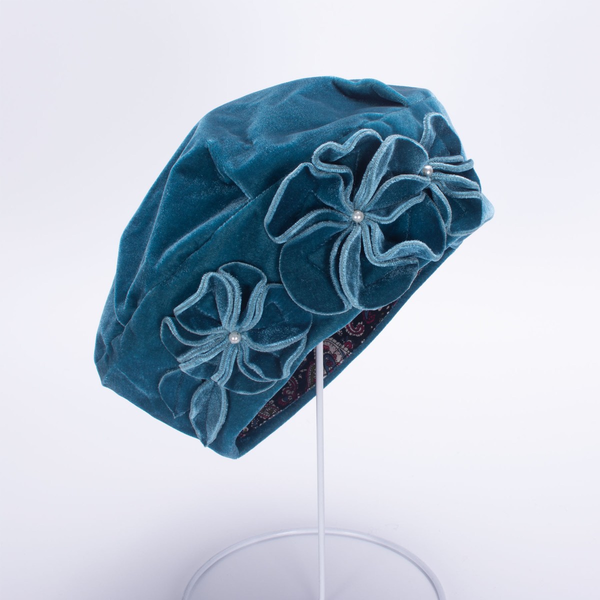 2256 Womens 1920 Vintage Style Velvet Beret Floral Hat Chic Cap T513(black) Lawliet Womens 1920 Vintage Style Velvet Beret Floral Hat  main image 2