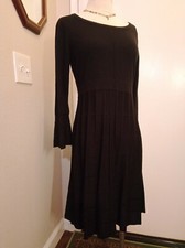 ELLEN TRACY 3/4 Sleeve Black Knit Fit & Flare Sweater Dress Women's Small NWOT