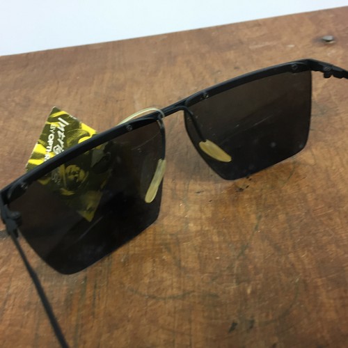 Vintage 80s 90s Opti-Ray Grunge Surf Skate Aviator Black Modern MCM Sunglasses - Picture 6 of 9