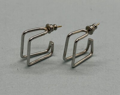 Napier Signed Vintage Silver Tone Multi Open Square Stud Earrings