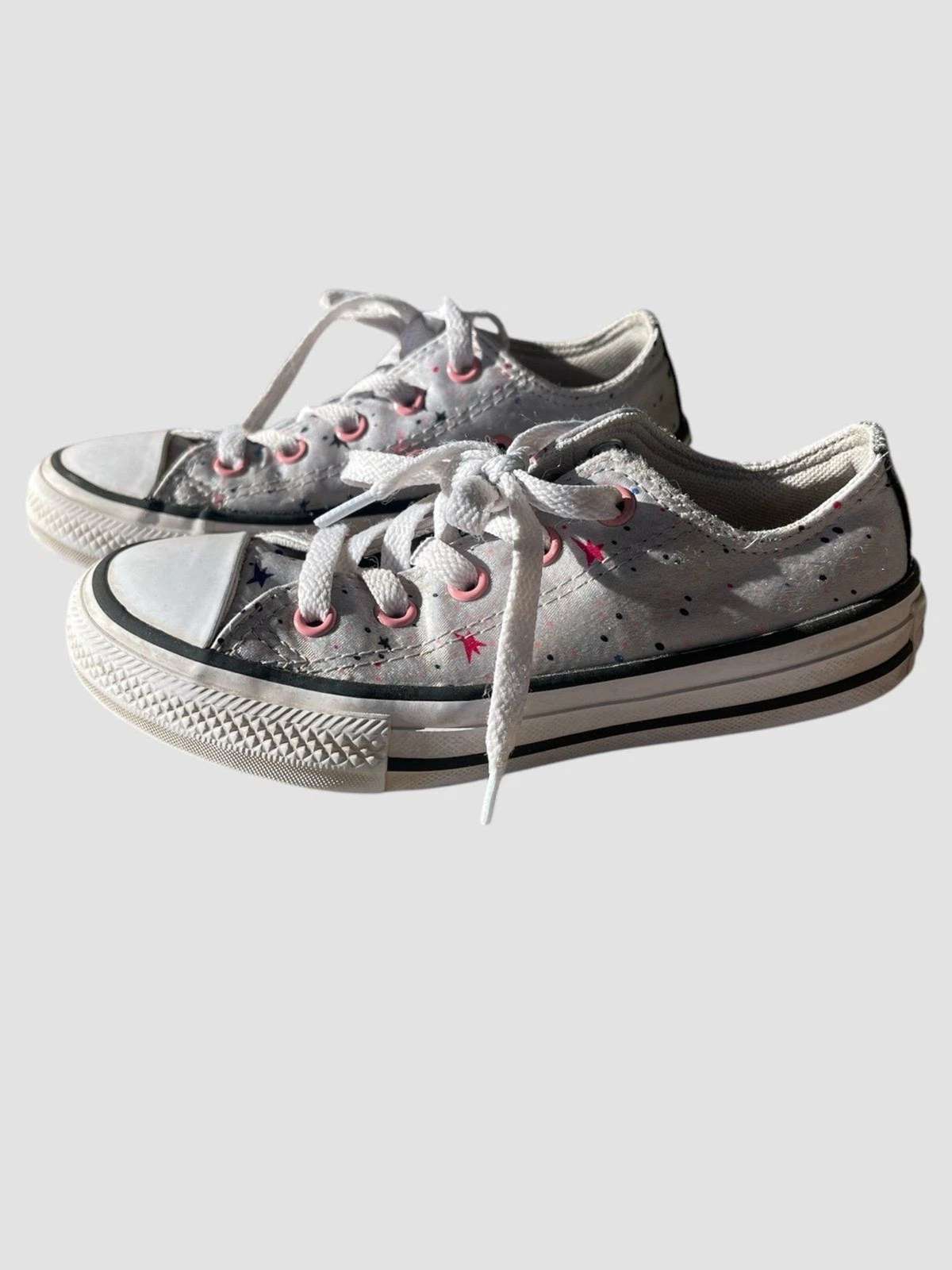Scarpe CONVERSE CTAS OX bambina taglia 12c argento stelle Chuck Taylor stringate basse