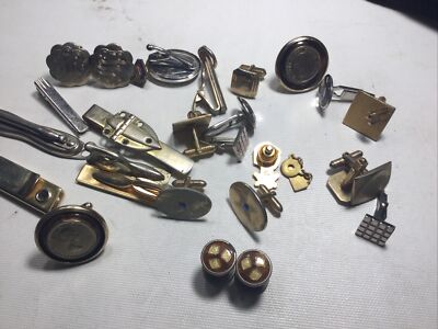 Vintage Enamel KUM-A-PART BAER & WILDE Snap Style Cuff Links Plus Tie Clips Lot