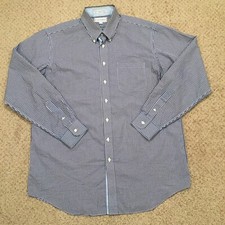 Paul Fredrick Shirt Mens 17.5 Blue Check Long Sleeve Button Down