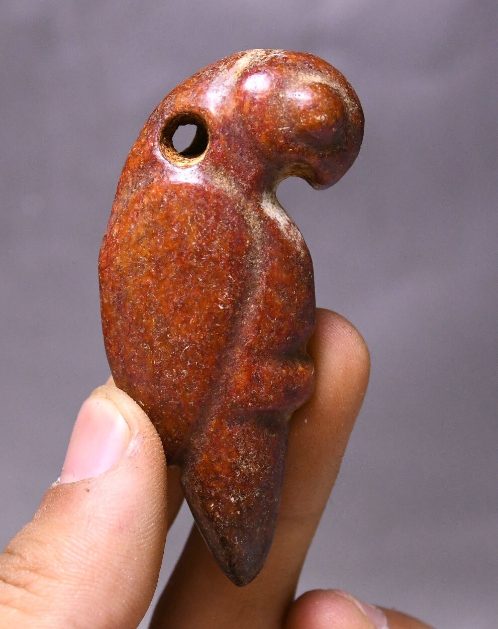 6.5CM China Hongshan Culture Old Jade Carved Bird Beast Animal Amulet Pendant