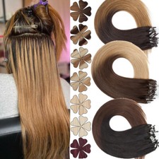 1G/S Thick Micro Loop Ring Real Human Hair Extensions Nano Beads Ombre Blonde US