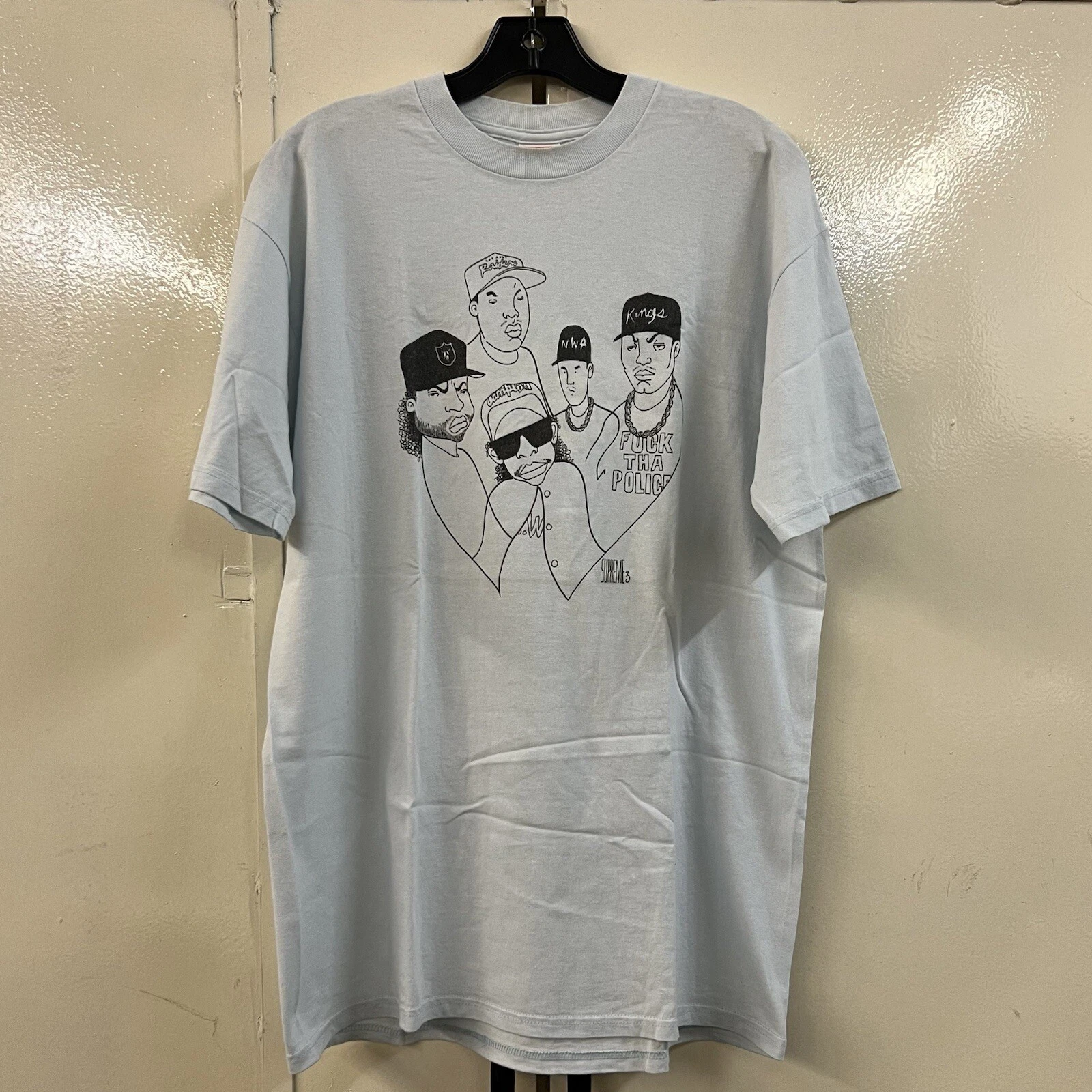 T shirt bleu clair SS03 Supreme NWA 2003 d'occasion taille L Large