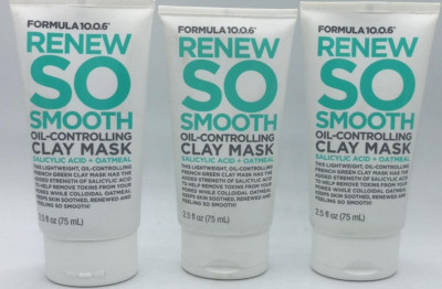 3PK Formula 10.0.6 Renew So Smooth Oil-Controlling Clay Mask ~ 2.5 OZ EA ~SEALED