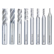 8 Set End Mill 4 Flute Milling Cutter HSS Straight Shank Drill Bit 1/16"-1/2''