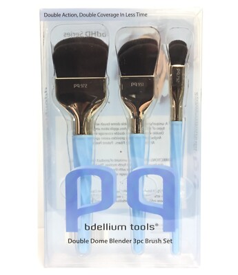Bdellium Double Dome Blender 3 pc Brush Set - Light Blue
