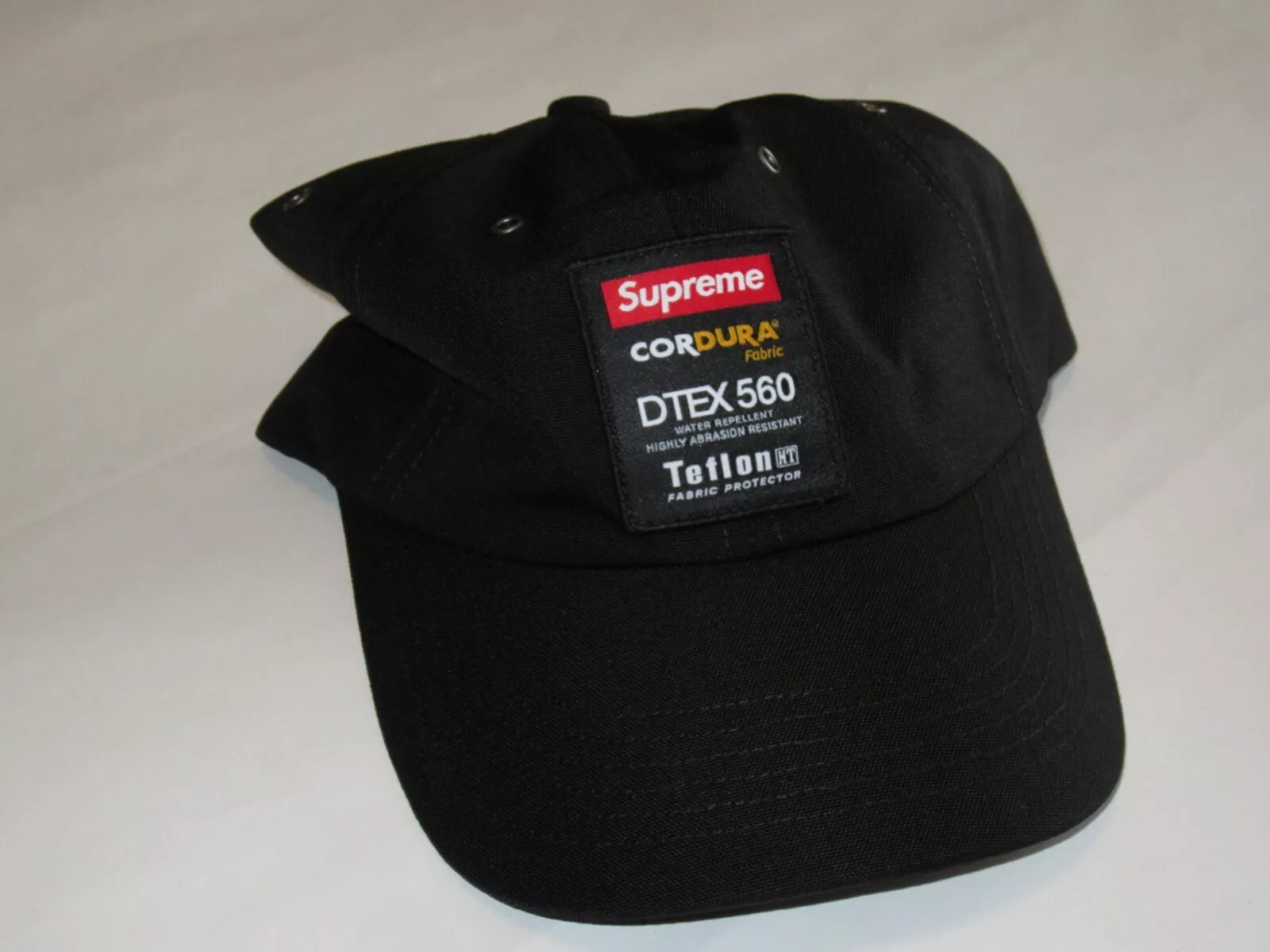 SUPREME CORDURA Teflon Label 6 panneaux chapeau capuchon NOIR réglable NEUF ! F/W 2021