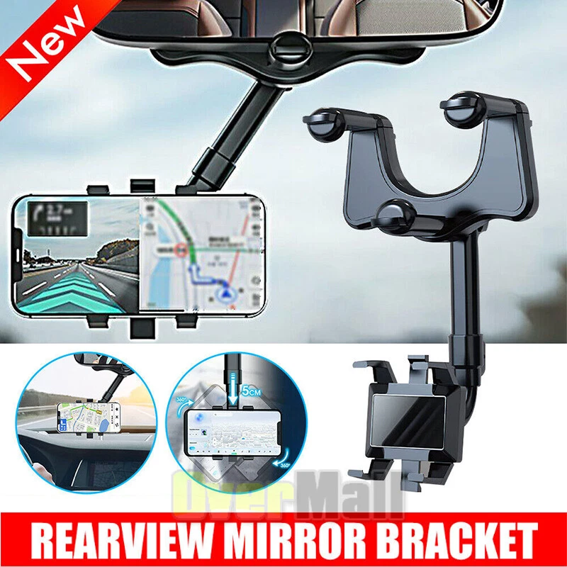 Soporte para teléfono de coche de 360° giratorio y retráctil para espejo retrovi Foto 3 de 4