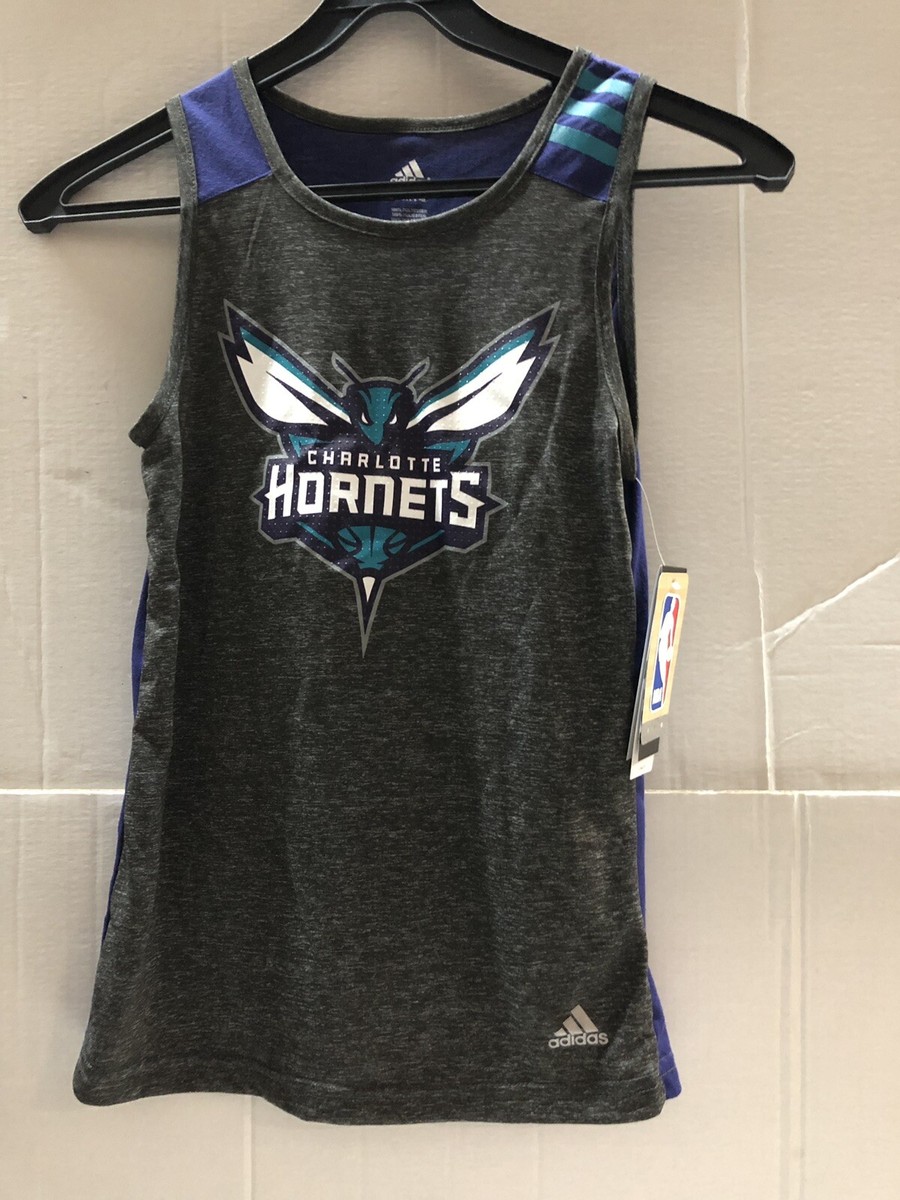 Charlotte Hornets NBA Men Tank Top Pinstripe Gray Purple Team