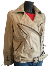 Benedetta Novi Taupe Real Leather Biker, Huge Warehouse Clearance Sale