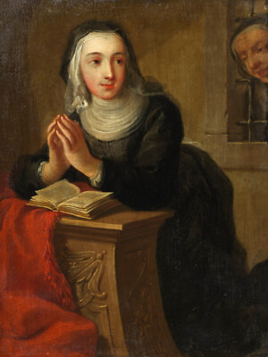 Martin van Meytens Kneeling Nun with Man Watching 1731 Fine Art Print 17'' x 22''