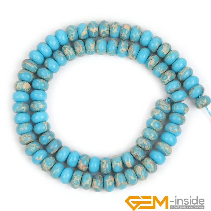 Natural Sea Sediment Jasper Gemstone Rondelle Spacer Jewelry Making Beads 15" - Image 4 of 4