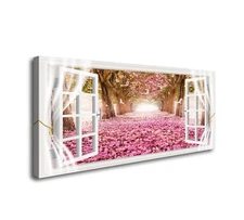 AH40174 Wall Art CanvasTrees and Pink Rose Paintings Printed Pictures Stretch...