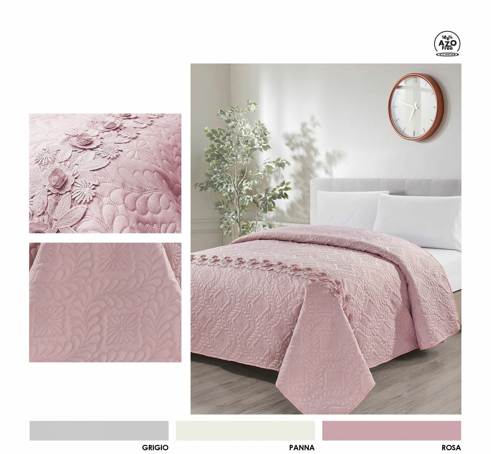 Copriletto Trapuntato Matrimoniale 250x250 Cm - Microfibra Anallergica Con Bordo Frill