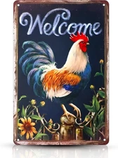 Funny Farm Tin Metal Signs - Vintage Chicken Coop Accessories for Home & Farmhou