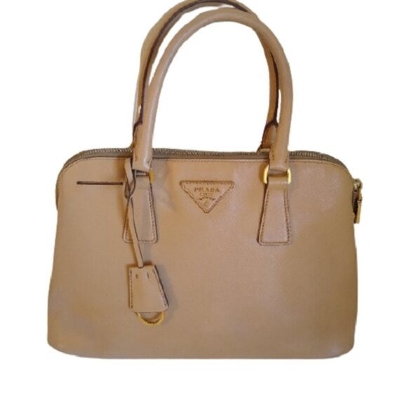 Prada Saffiano Lux Promenade Top Handle Satchel Bag in Cameo B… | eBay